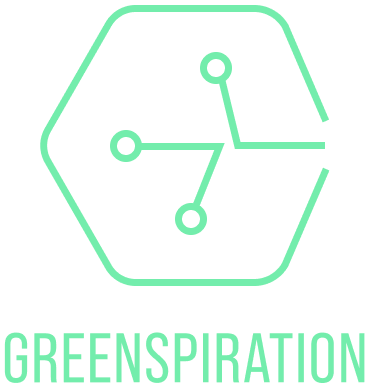 Greenspiration logo start with favicon and text under, all is in light green